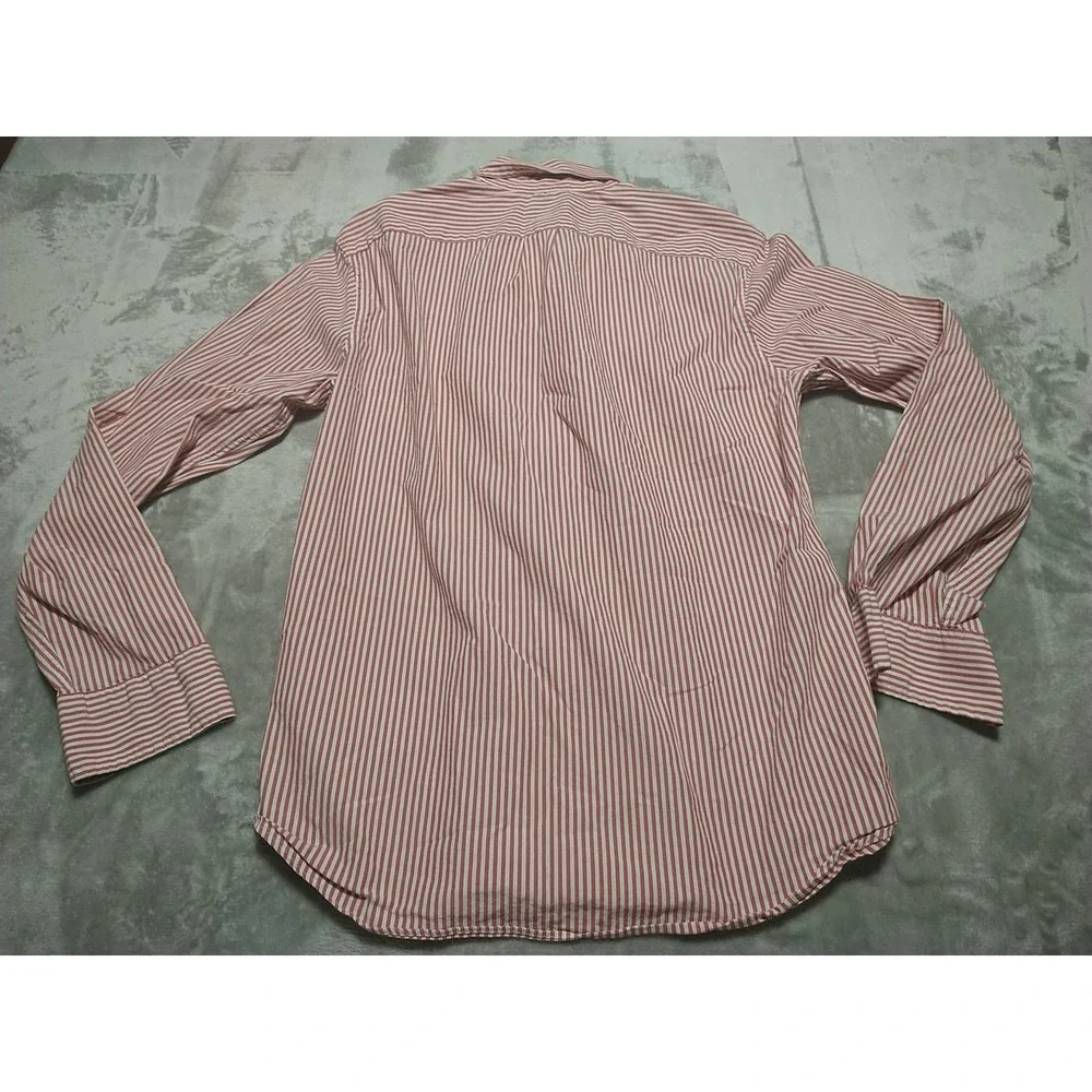 J. Crew Shirt Men M Red Stripe Stretch Slim Preppy‎ Button Up Long Sleeve Office